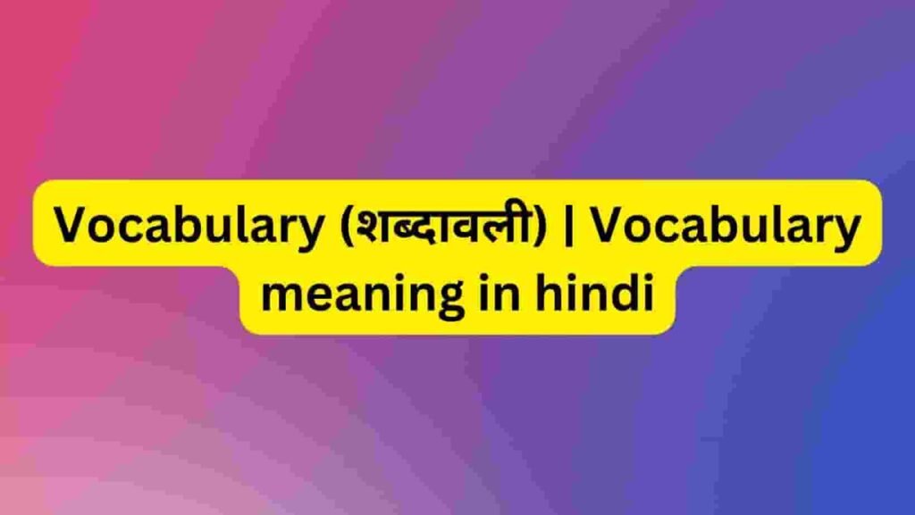 Vocabulary meaning in hindi
