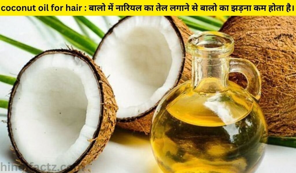 coconut oil for hair : बालो में नारियल का तेल लगाने से बालो का झड़ना कम होता है।